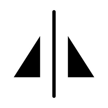Vertical mirror reflecting symmetry triangles shape flip object modifier icon.