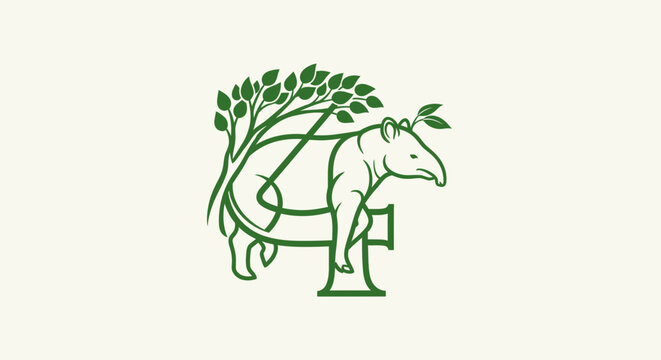 Illustrated anteater with green leaves on its back.