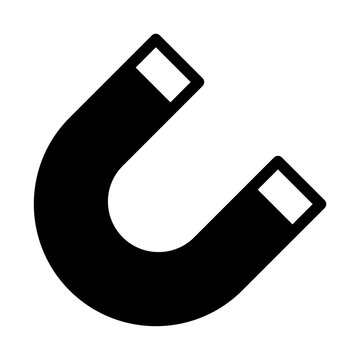 Strong industrial horseshoe magnet snap gravity object magnetic link icon.