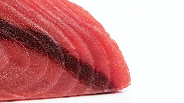 Fresh Halal Tuna Bloodline Dark Muscle Band Portrait Raking Macro White Background Studio Photography