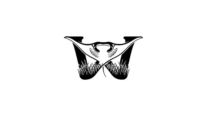 Black and white butterfly with crossed swords emblem.