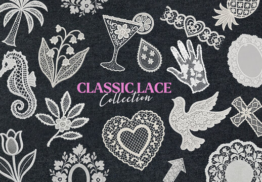 Elegant Lace Design Element Set