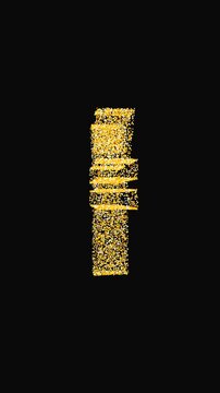 Premium vertical animation of elegant gold glitter particles shaping a Japanese Yen symbol over black background. Perfect for high-end mobile marketing.