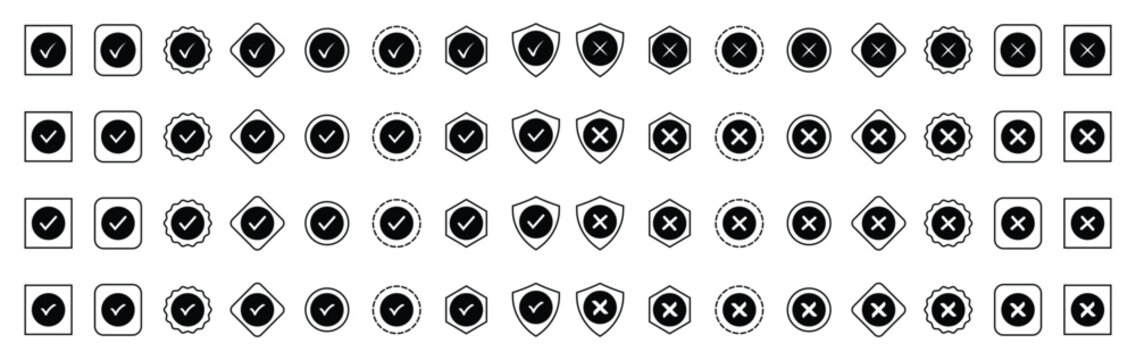 Cross box x check mark checkbox v list vector draw hand drawn sketch doodle 