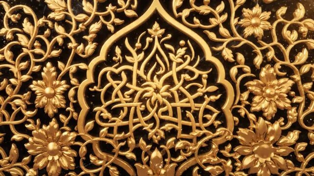 Golden Islamic art and floral patterns.