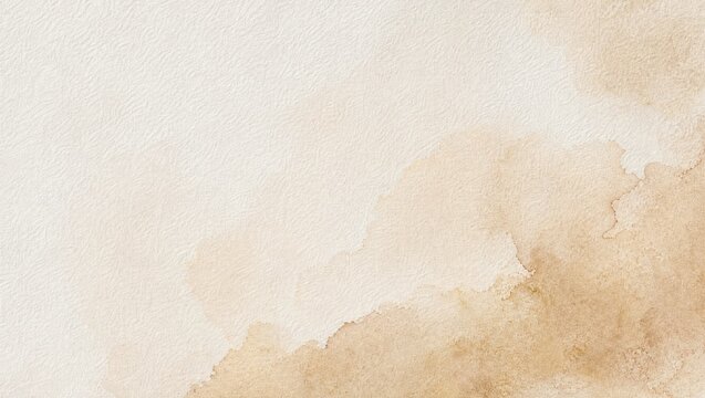 Beige Watercolor Texture on Grainy Paper with Tan Wash Gradients and Earth Tones. Neutral Organic Paint Strokes for Wedding Invitations and Stationery Backgrounds.