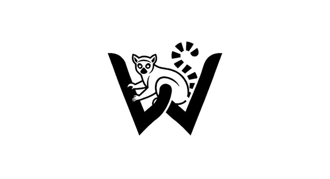 Black and white logo with lemur and letter W design.