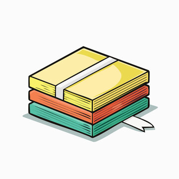 Stack of colorful sticky notes with a bookmark