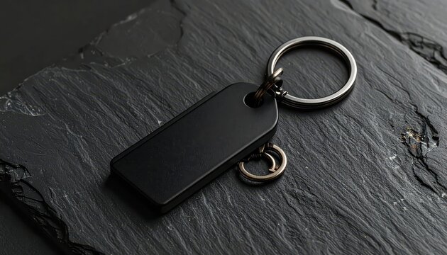 Black key fob on dark slate.