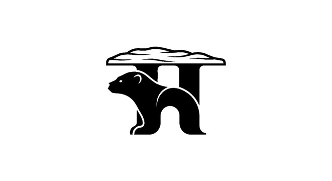 Black silhouette of bear under mushroom shaped object.
