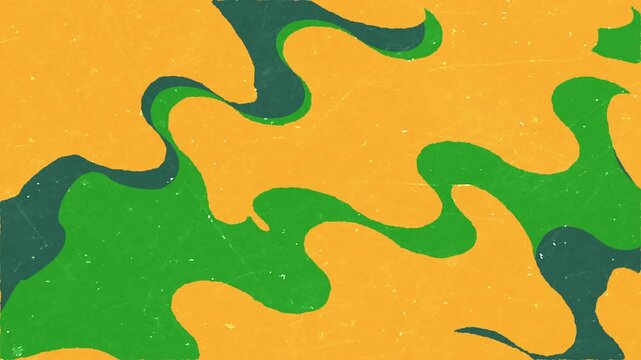 Animated yellow background with distorted green and blue shapes, themed around the Brazilian Cup, with vintage noises.