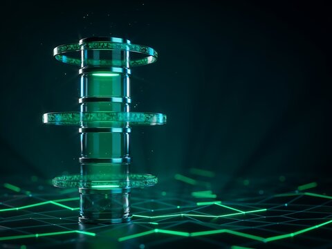 Modern glass insulator on power lines at night
