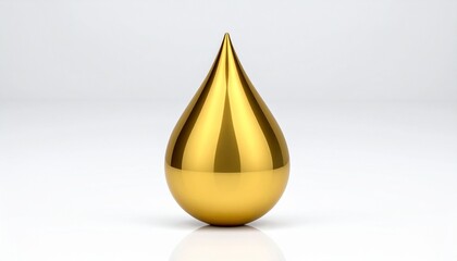 Fototapeta premium A single perfect golden liquid drop isolated on a clean white background representing luxury premium quality beauty and essential oils.