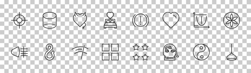 outline shapes icons set - focus button, cylinder volumetrical, parabola, dome light. editable vector for web and mobile ui © IconArt