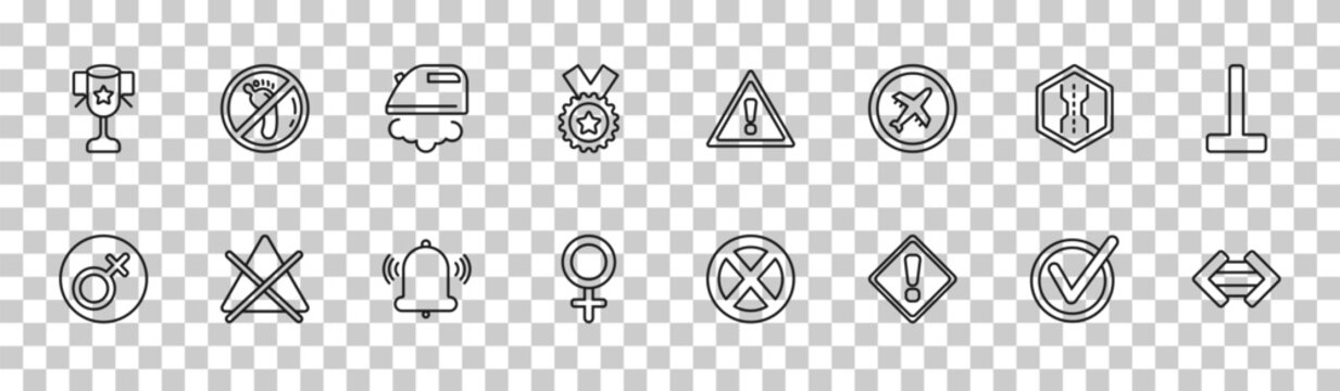 outline signs icons set - classroom cup, no step, bridge, maths. editable vector for web and mobile ui
