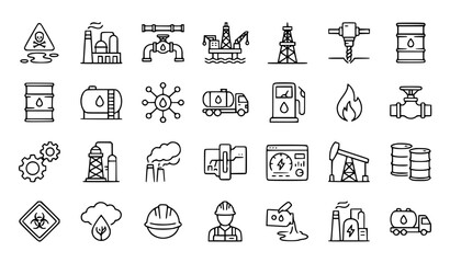 Fototapeta premium 27 Oil and Gas Industry Outline Icon Set Vector EPS 10