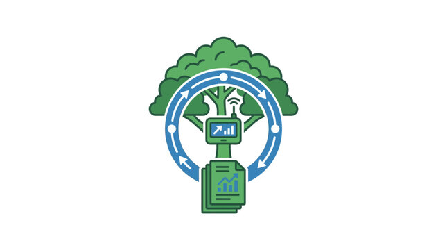 Smart Agriculture Technology: Tree, Monitor, Data & Connectivity Icon