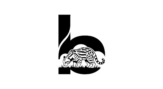 Black and white letter b with tiger design.