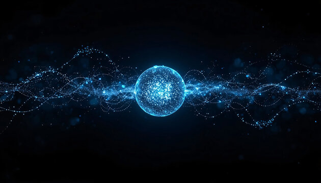 AI Dark Pool Core Sphere Visualizing Hidden Liquidity Flow, Institutional Trading System, Invisible Market Network, High Frequency Finance Background