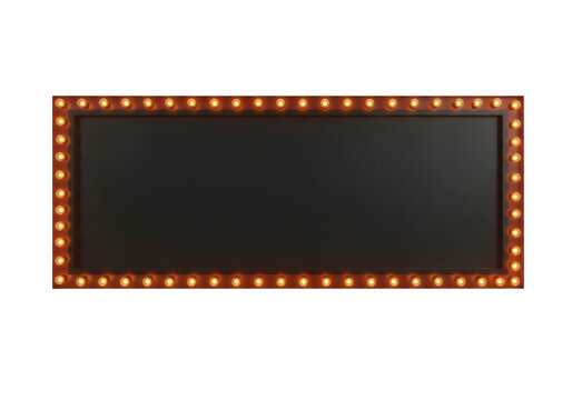 Retro cinema marquee light sign frame isolated on transparent background for vintage movie advertising