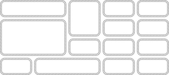 Set of nautical rope frames, rectangular borders with twisted rope texture, collection of various sizes of vector frames for labels, signs, and decorative elements © MDMahmudul