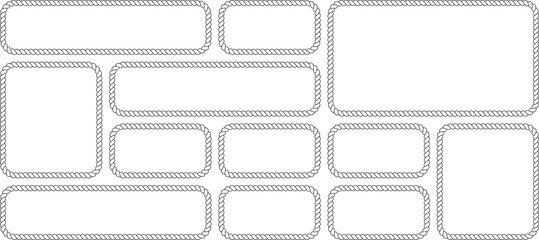 Set of rope frames, nautical border collection, isolated on white background © MDMahmudul