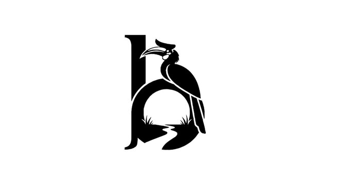 Elegant black bird logo with letter integration.