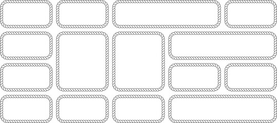 Set of rope frames, nautical border collection, rectangular frames made of twisted rope, vector illustration isolated on white background © MDMahmudul