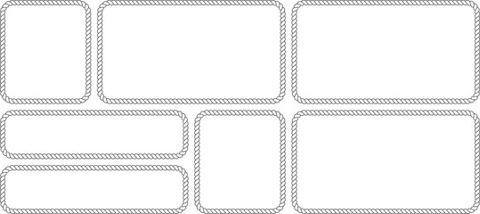 Set of rope frames, nautical border collection, vector illustration isolated on white background © MDMahmudul