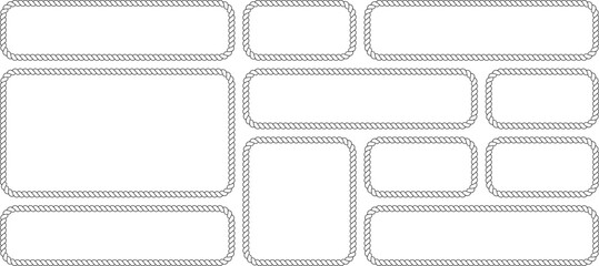 Set of rope frames, nautical border collection, rectangular rope frames, vintage marine style frames, vector illustration isolated on white background © MDMahmudul