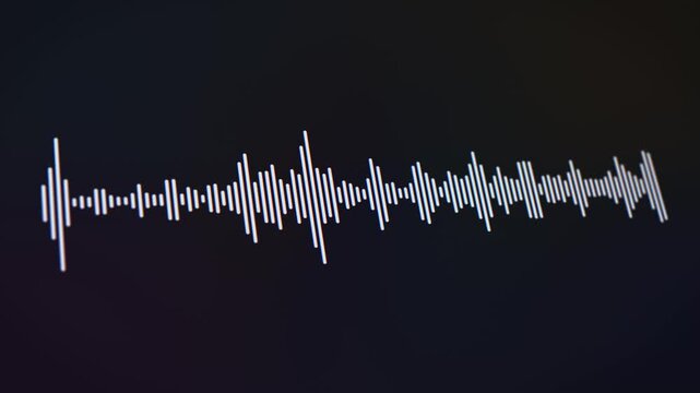 Video animation of a voice recording or broadcasting with sound waveform, voice message - close-up.