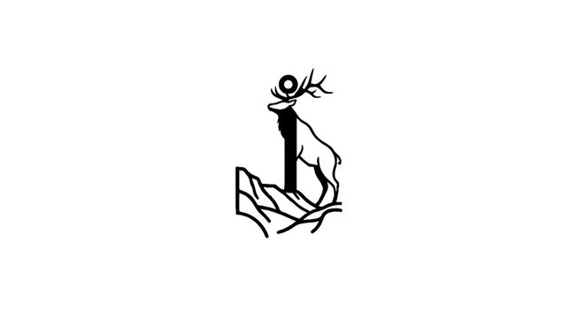 Minimalist black ink tree and bird illustration.
