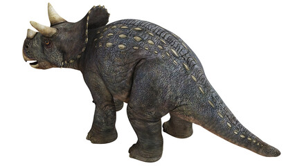 Realistic triceratops dinosaur recreation in profile. © Ilie