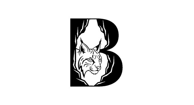 Black and white bulldog letter B logo design.
