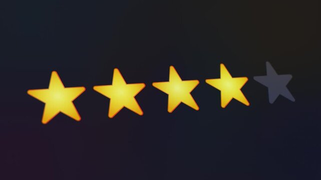 Video animation of a 1- to 5-star rating. Business concept for online star ratings.