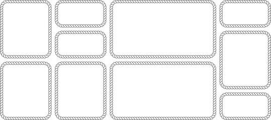 Set of rope frames, nautical border collection, vector illustration isolated on white background © MDMahmudul