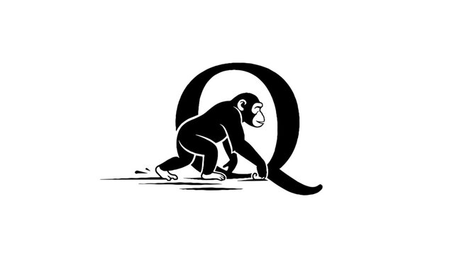 Monkey forming letter Q with its tail.