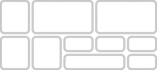 Set of rope frames, nautical border collection, vector illustration isolated on white background © MDMahmudul