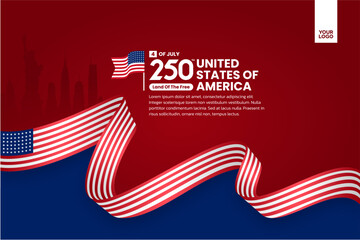 Obraz premium United States 250th Anniversary Banner Template for 4th of July Celebration