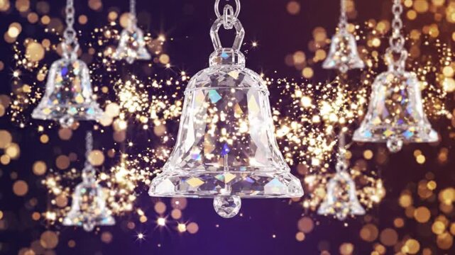 Sparkling Crystal Christmas Bells Decoration.