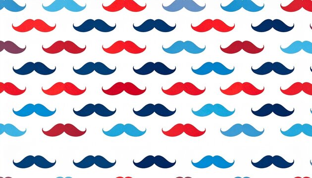 Colorful repeating mustache pattern on white background with playful symmetry
