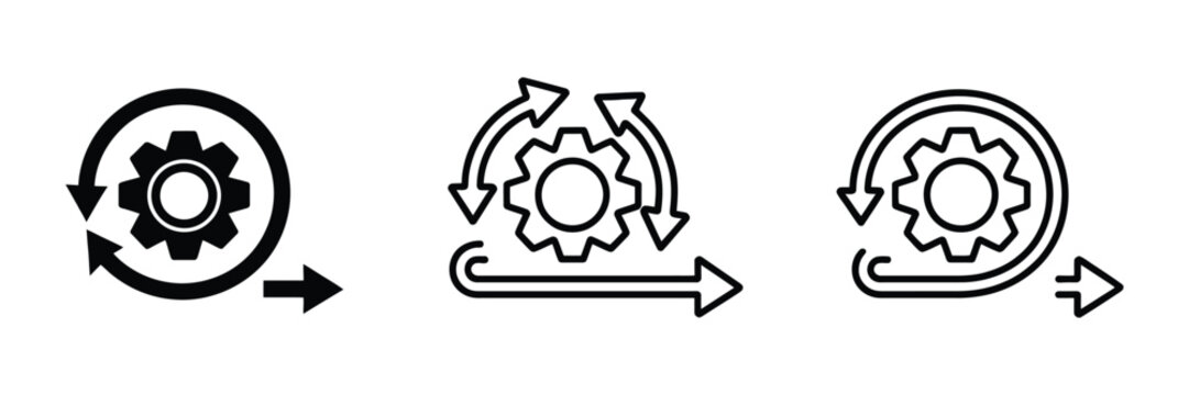 Agile Vector Icon Set, Scrum and Project Management Symbols, Workflow, Sprint, Kanban Board and Team Collaboration Agile Development Process Icons Collection