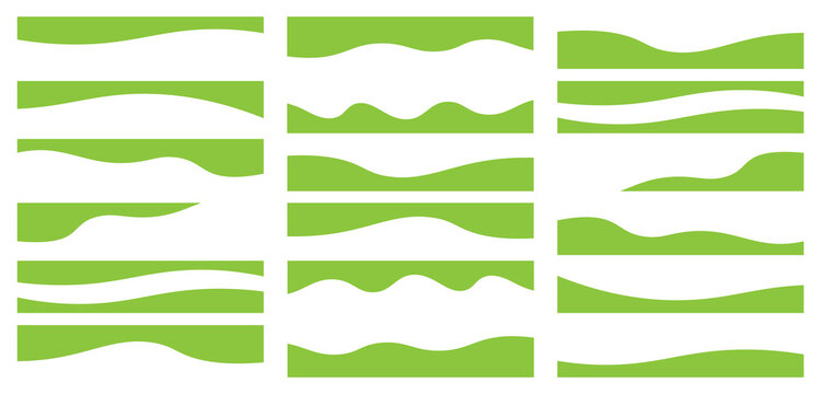 Elegant nature-inspired border set with flowing green wave shapes and clean organic contours. Ideal for eco-friendly campaigns, posters, and business presentations.