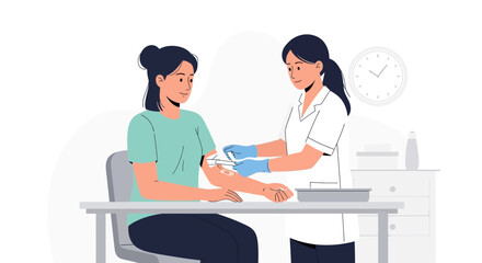 Obraz premium Nurse Takes Blood Sample from Patient's Arm for Medical Test