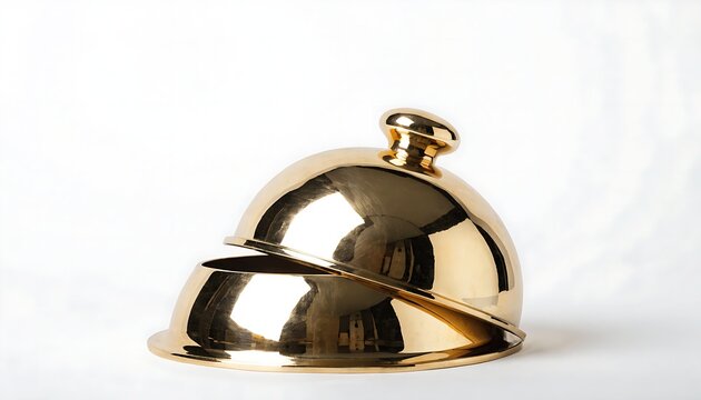 Golden hotel bellhop food cover, shiny cloche
