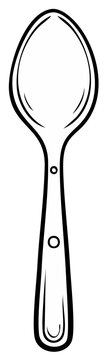 Hand drawn line art illustration of a simple spoon with two decorative circles on the handle