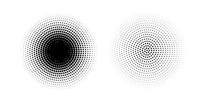 black concentric circle set. sonar or sound wave ring collection. dotted and linear epicentre, target, radar icon concept. ripple radial signal or vibration elements. vector line and halftone symbols