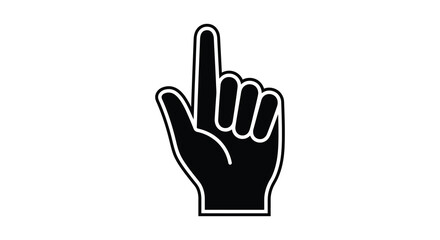 Obraz premium Pointing hand gesture black and white outline silhouette finger index symbol icon direction indicate select