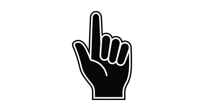 Pointing hand gesture black and white outline silhouette finger index symbol icon direction indicate select