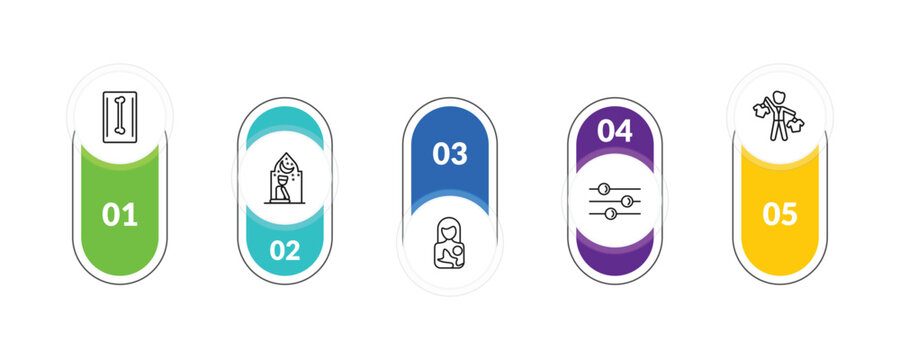 outline people icons set - radiologist working, julus, preference, salesman working. editable vector for web and mobile ui